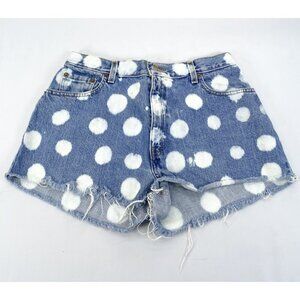 Vintage Levi's 550 Women's Sz 12‎ Jean Shorts Relaxed Polk Dot Denim Shorts Cut